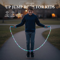 📢📢Achetez 2, obtenez 1 gratuit ! 🏅Corde à sauter lumineuse LED pour enfants – 3 modes d’éclairage, longueur réglable & poignées antidérapantes ! ⏰✨👧