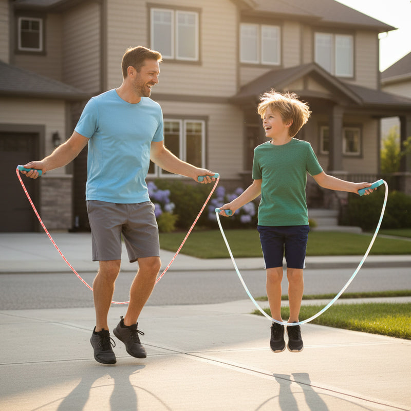 📢📢Achetez 2, obtenez 1 gratuit ! 🏅Corde à sauter lumineuse LED pour enfants – 3 modes d’éclairage, longueur réglable & poignées antidérapantes ! ⏰✨👧