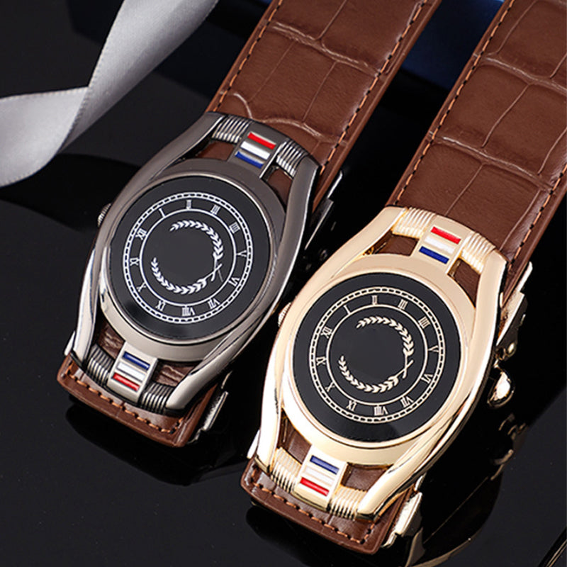 💯Ceinture d'affaires en cuir PU pour hommes avec boucle automatique
