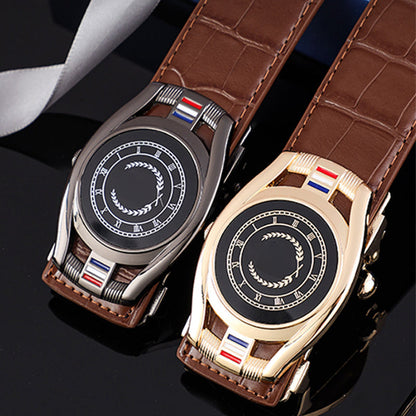 💯Ceinture d'affaires en cuir PU pour hommes avec boucle automatique