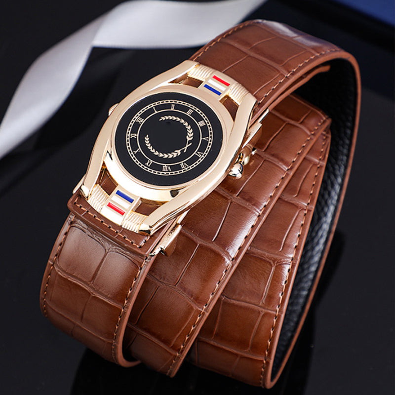💯Ceinture d'affaires en cuir PU pour hommes avec boucle automatique