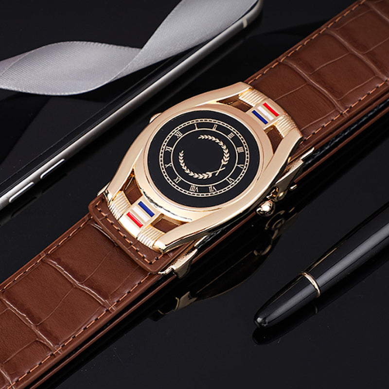 💯Ceinture d'affaires en cuir PU pour hommes avec boucle automatique