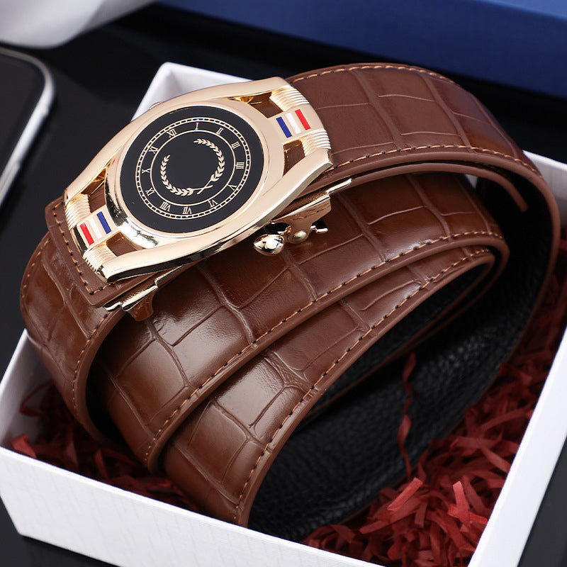💯Ceinture d'affaires en cuir PU pour hommes avec boucle automatique