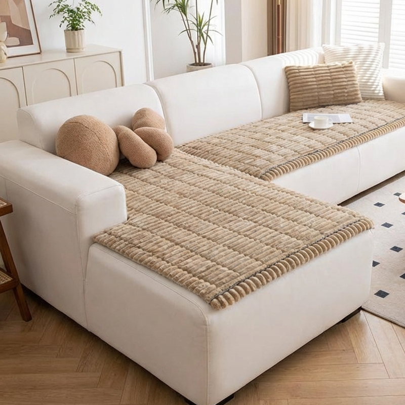 Coussin de canapé antidérapant en velours côtelé matelassé