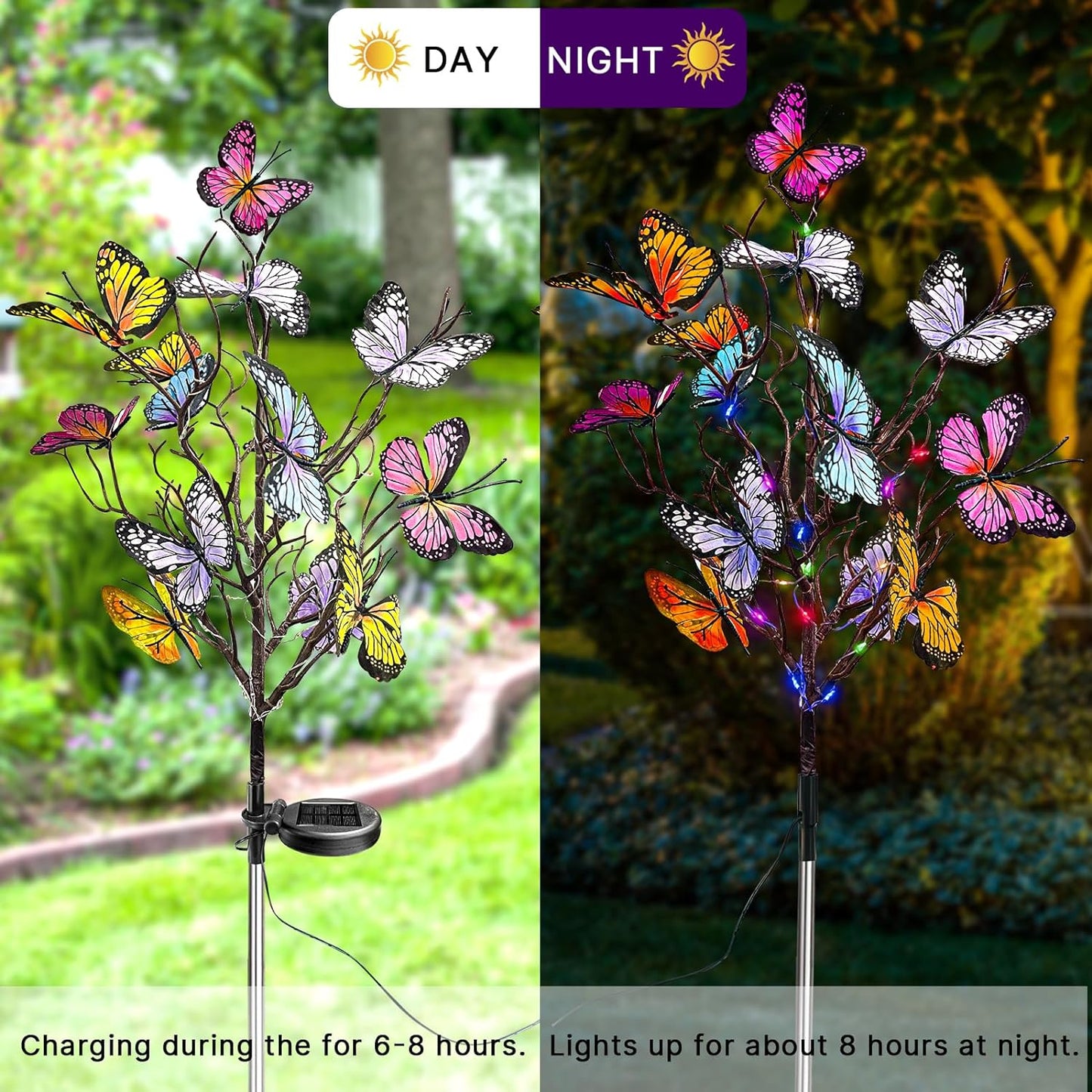 🦋Lumières solaires extérieures en forme de papillon💐