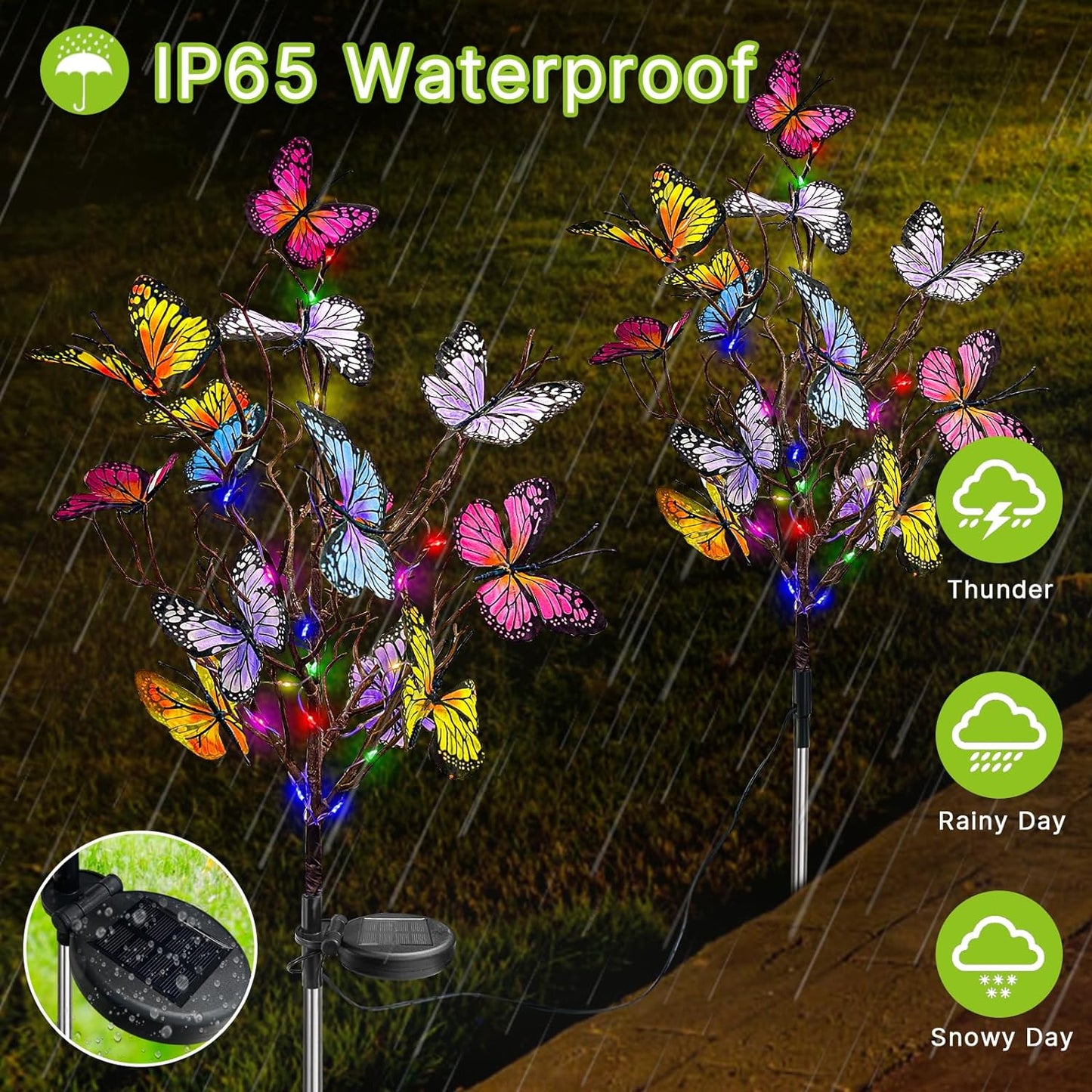 🦋Lumières solaires extérieures en forme de papillon💐