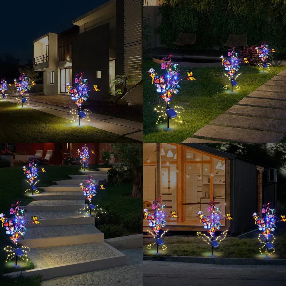🦋Lumières solaires extérieures en forme de papillon💐