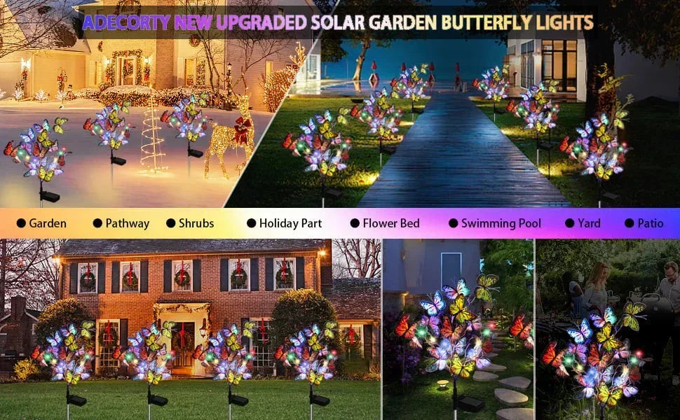 🦋Lumières solaires extérieures en forme de papillon💐