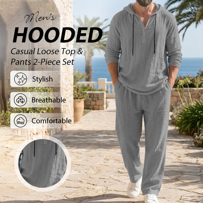 🔈🔈OFFRE À DURÉE LIMITÉE - 60 % DE RÉDUCTION🔥Ensemble 2 pièces pour homme : haut à capuche ample et pantalon