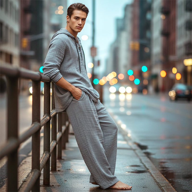 🔈🔈OFFRE À DURÉE LIMITÉE - 60 % DE RÉDUCTION🔥Ensemble 2 pièces pour homme : haut à capuche ample et pantalon
