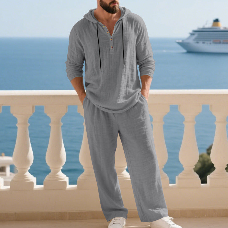 🔈🔈OFFRE À DURÉE LIMITÉE - 60 % DE RÉDUCTION🔥Ensemble 2 pièces pour homme : haut à capuche ample et pantalon