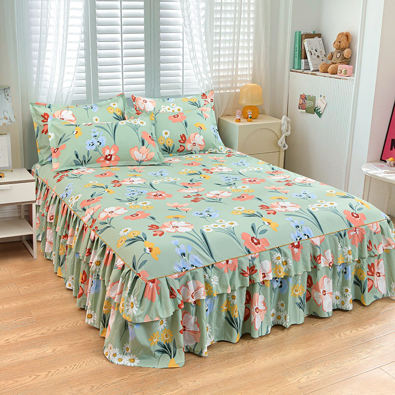 🌹🛏️ 50% de réduction ⚡ Jupe de lit à volants 3 pièces – Imprimé floral, doux tissu brossé & design romantique! Offre limitée, garantie 30 jours 😊