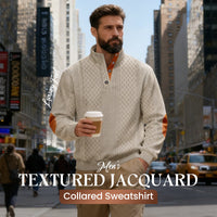 Sweat-shirt à col en jacquard texturé pour homme