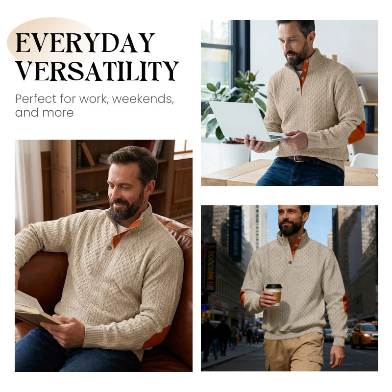 Sweat-shirt à col en jacquard texturé pour homme