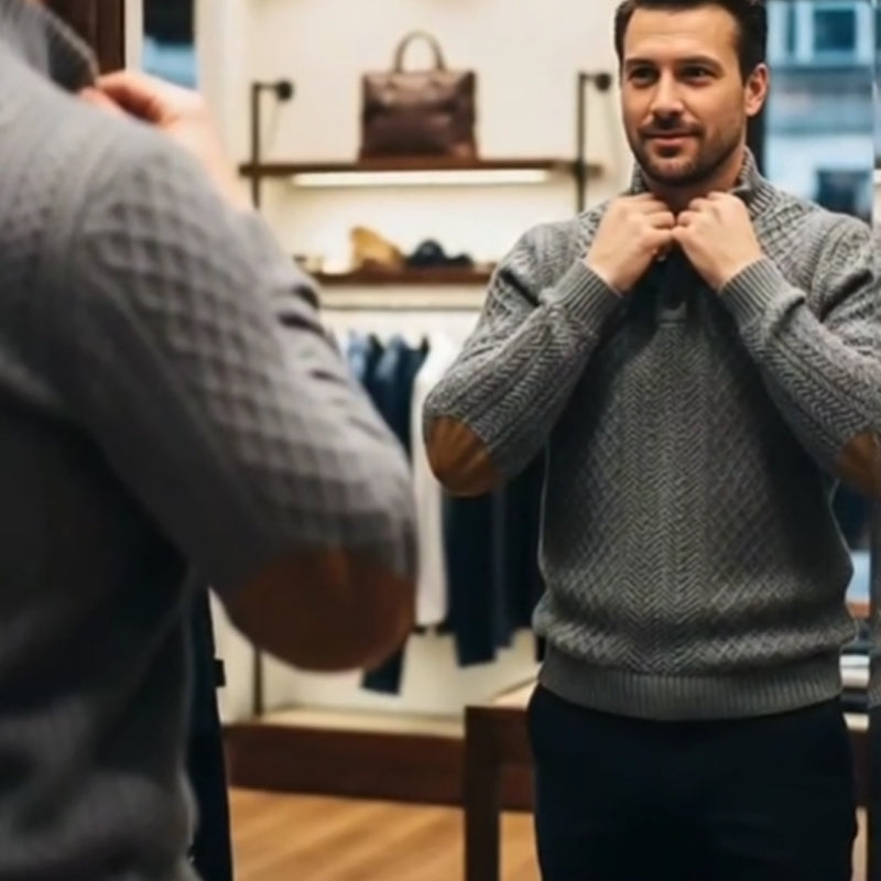 Sweat-shirt à col en jacquard texturé pour homme