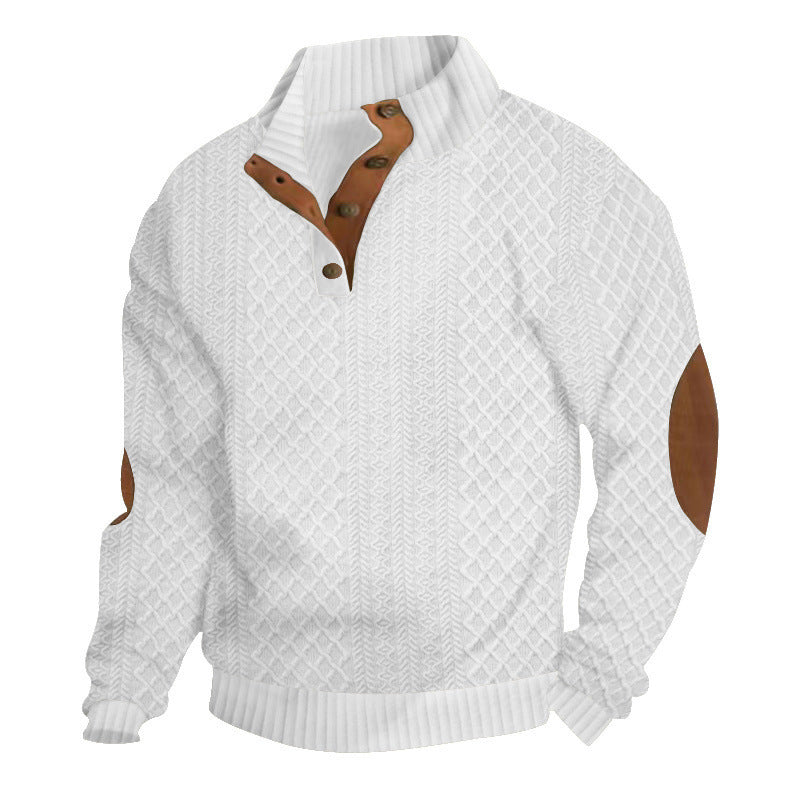 Sweat-shirt à col en jacquard texturé pour homme