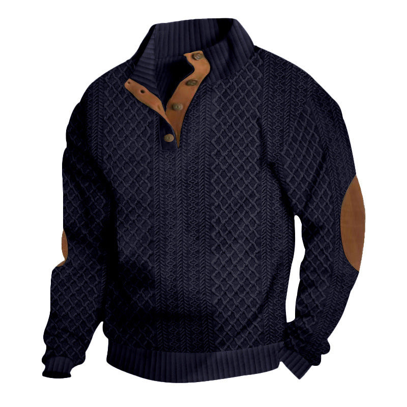 Sweat-shirt à col en jacquard texturé pour homme