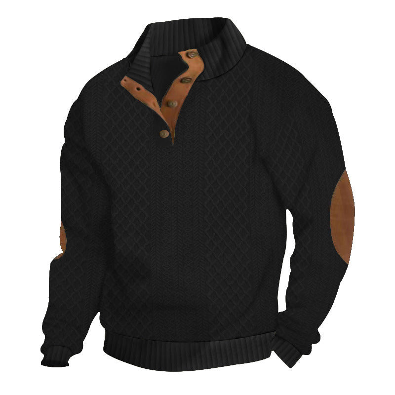 Sweat-shirt à col en jacquard texturé pour homme