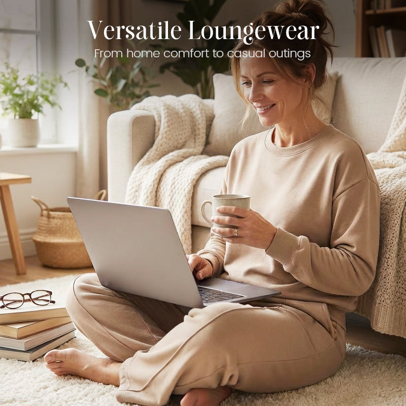 Ensemble 2 pièces haut à manches longues et pantalon large pour femme