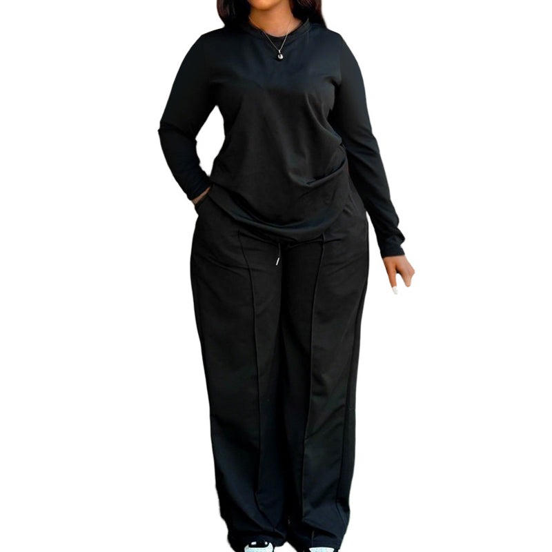 Ensemble 2 pièces haut à manches longues et pantalon large pour femme