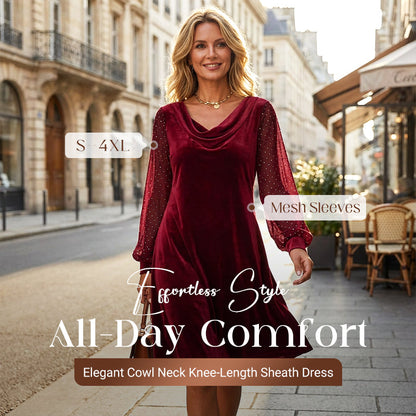 Robe fourreau élégante à col bénitier longueur genou pour femme