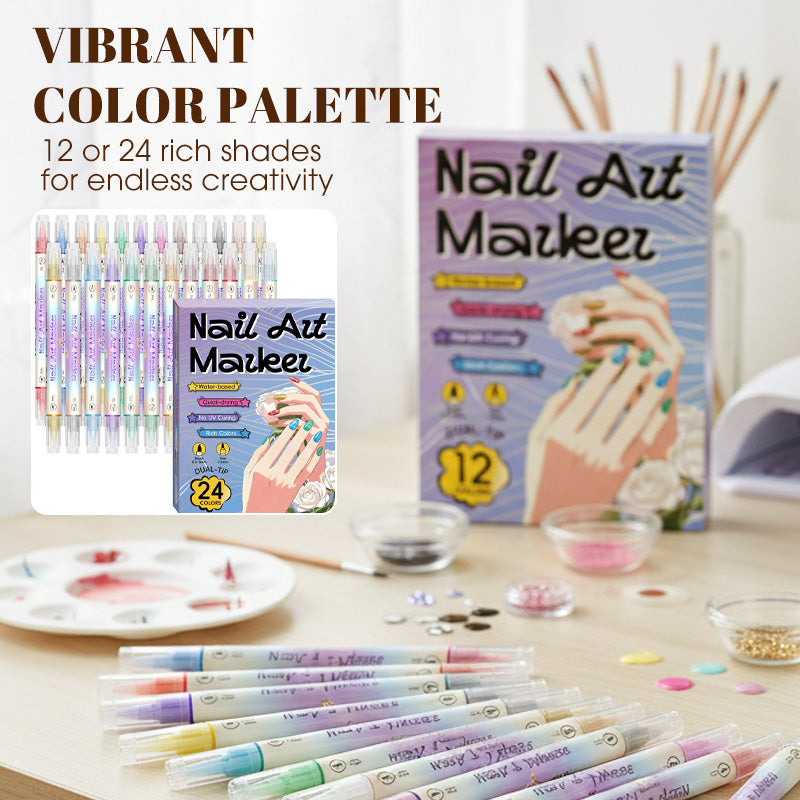 🥳 Grande promotion 2026 🥳💞 Plus de 50 000 unités vendues ! ✨🎨 55 % de rabais ! Stylo à ongles à double embout — Séchage rapide, sans lampe UV. Embout fin et pinceau. 12 ou 24 couleurs éclatantes. 💅🖌️