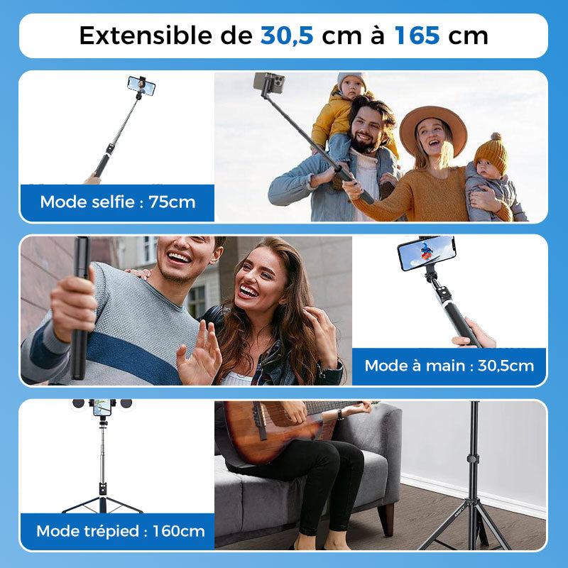 🔥Trépied Perche à Selfie Extensible pour Téléphone avec Télécommande Détachable