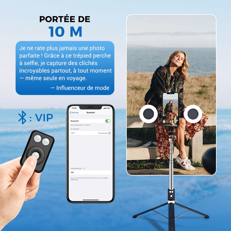 🔥Trépied Perche à Selfie Extensible pour Téléphone avec Télécommande Détachable