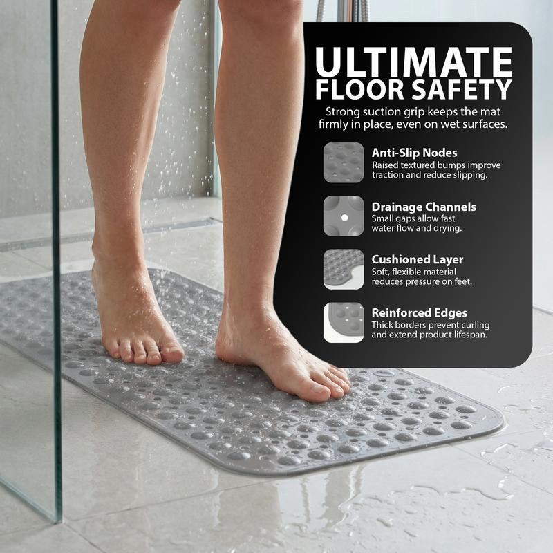 Tapis de Baignoire Antidérapant 100 × 40 cm avec Ventouses