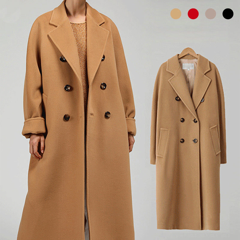 Manteau en tweed chaud tendance à revers, idéal pour le domicile-travail en hiver