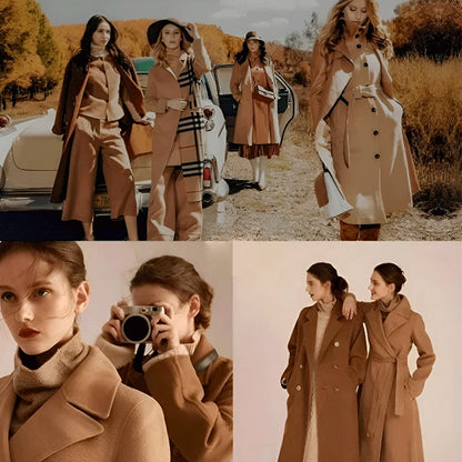 Manteau en tweed chaud tendance à revers, idéal pour le domicile-travail en hiver