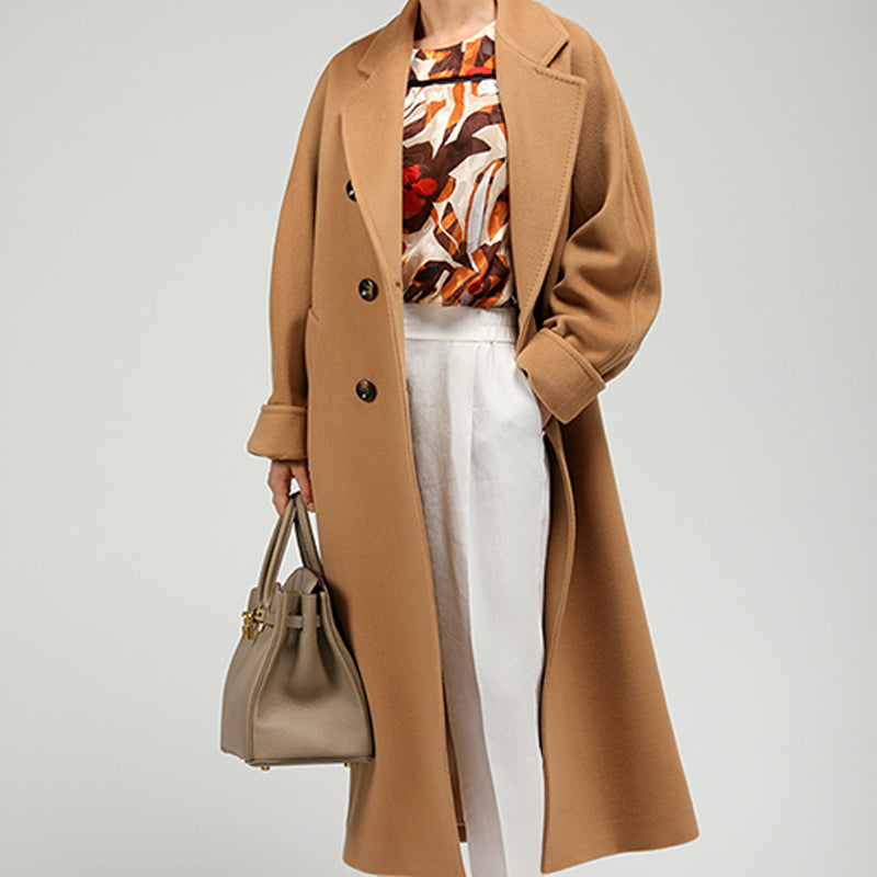 Manteau en tweed chaud tendance à revers, idéal pour le domicile-travail en hiver