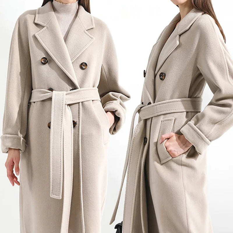 Manteau en tweed chaud tendance à revers, idéal pour le domicile-travail en hiver