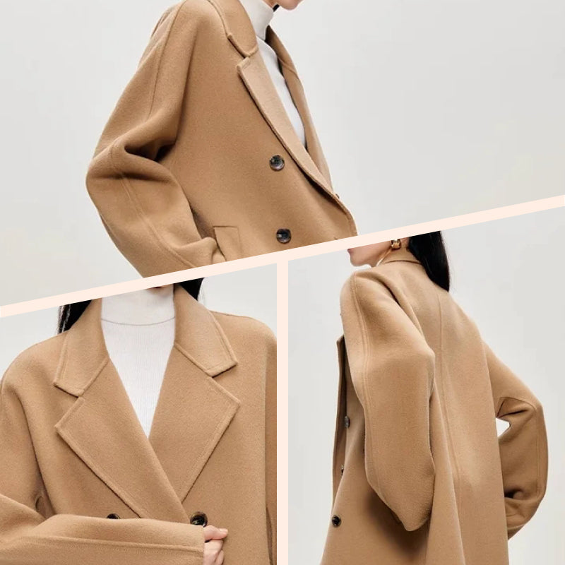 Manteau en tweed chaud tendance à revers, idéal pour le domicile-travail en hiver