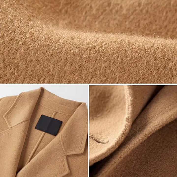 Manteau en tweed chaud tendance à revers, idéal pour le domicile-travail en hiver