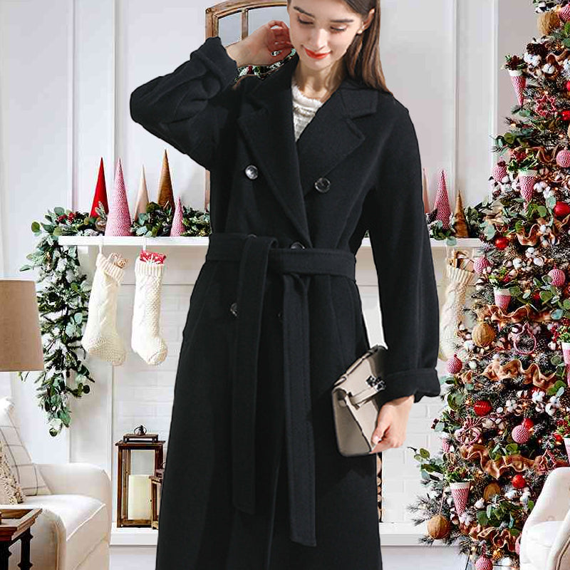 Manteau en tweed chaud tendance à revers, idéal pour le domicile-travail en hiver