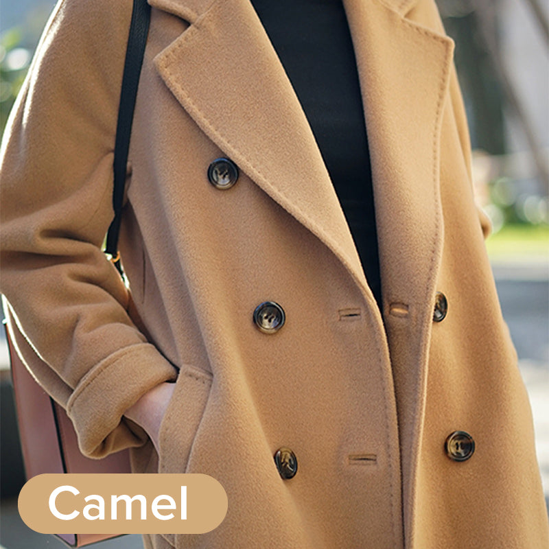 Manteau en tweed chaud tendance à revers, idéal pour le domicile-travail en hiver