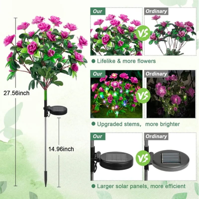 💐 60% DE RÉDUCTION! ☀️ Lumière Solaire sur Piquet de Fleur d'Azalée de Simulation – Étanche, Automatique & Parfaite pour le Jardin 🏡