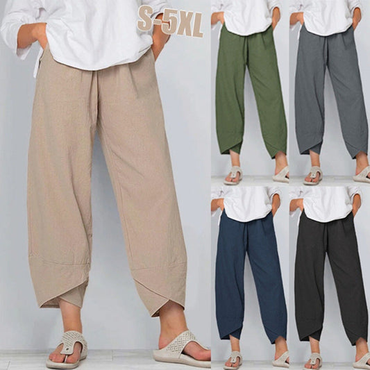 💎 -30% SUR LE PANTALON FEMME COTON & LIN ! 💎 Coupe Large, Taille Élastiquée & Respirant pour un Été Stylé