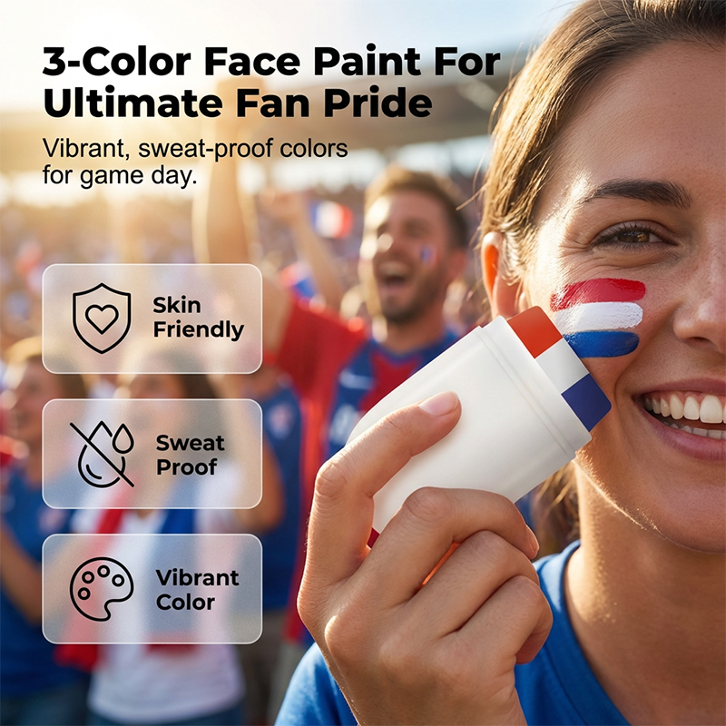 Bâton de maquillage pour visage 3 couleurs drapeau – Coupe du Monde