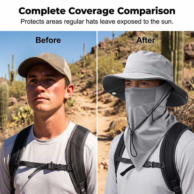 🧢 50% DE RÉDUCTION! 🎣 Chapeau de Pêcheur Respirant avec Masque Facial Détachable – Protection UPF 50+, Léger & Idéal Pour Les Activités en Plein Air 🛡️