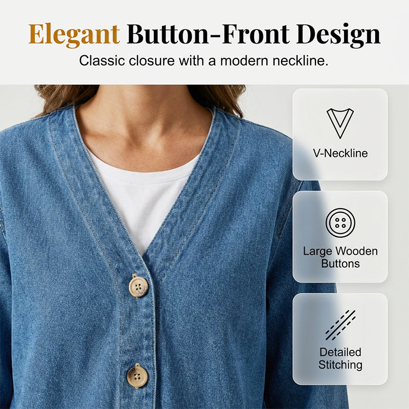 🧥📢 60% DE RÉDUCTION! 👖 Veste en Jean Classique à Boutons pour Femme – Style Intemporel, Coton Respirant & Idéale Pour Les Superpositions 🌸