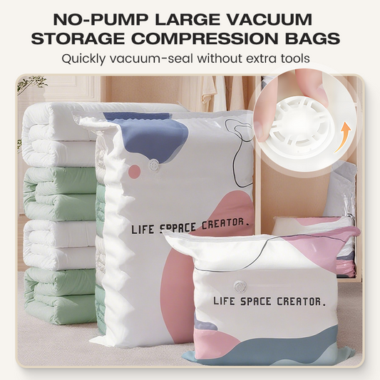 Grands sacs de compression sous vide pour rangement – sans pompe 🧳✨📦