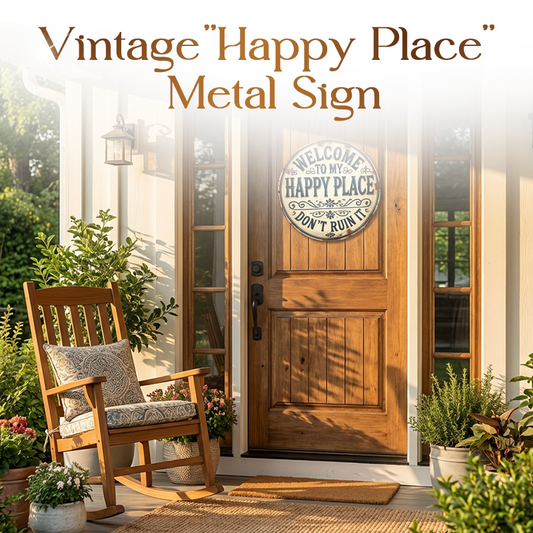 Panneau métallique vintage « Happy Place »