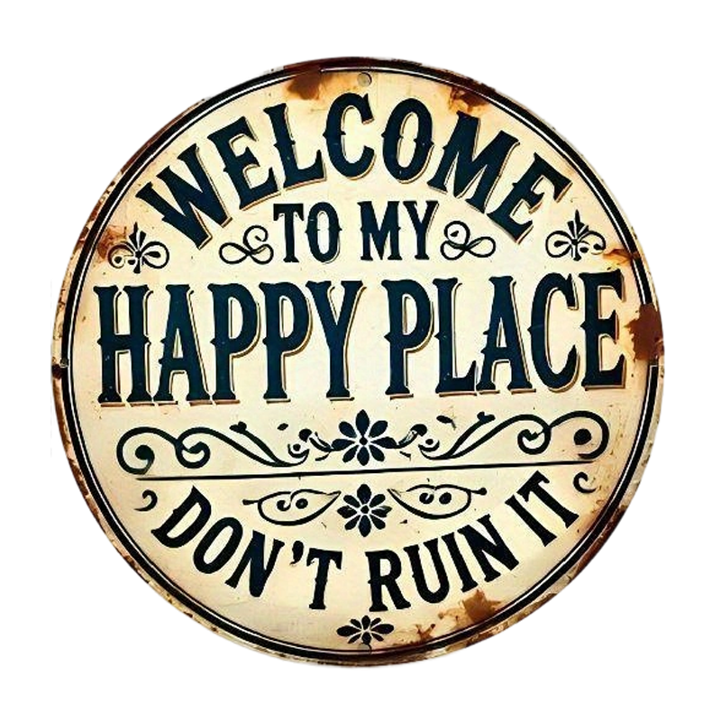 Panneau métallique vintage « Happy Place »