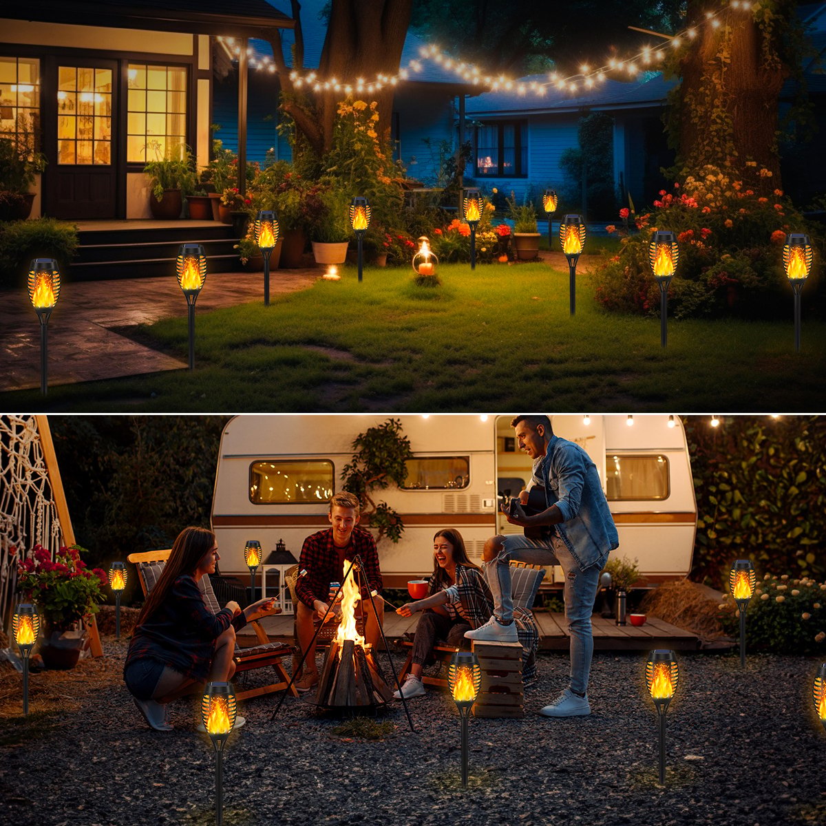 💖 Lampes solaires en forme de torche pour le jardin 🏡