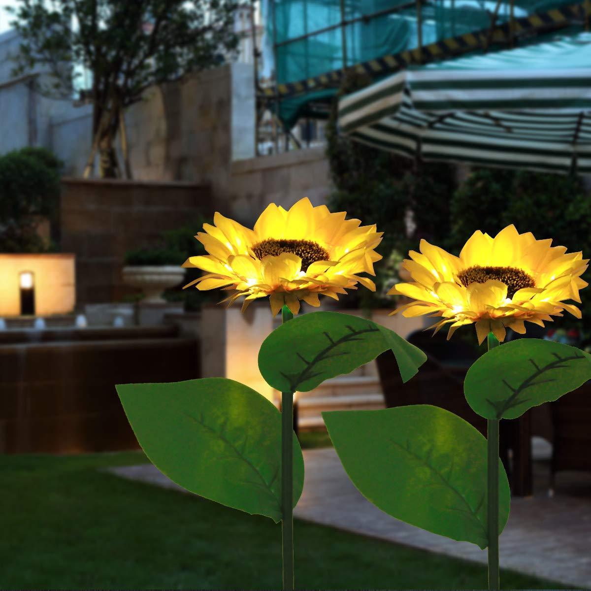 Lampes solaires de jardin étanches en forme de tournesol