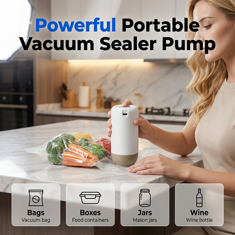 🔋 50 % DE RÉDUCTION🔥 – Pompe électrique portable pour mise sous vide | Élimine l'air en quelques secondes – Permet de conserver les aliments plus longtemps