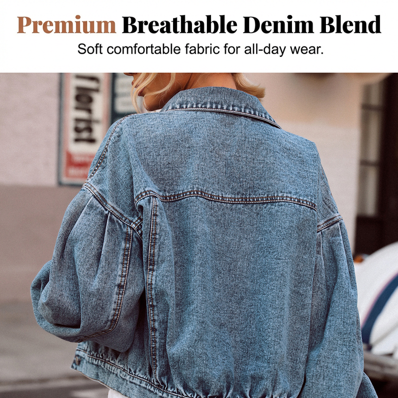 Veste en jean à manches lanternes pour femme