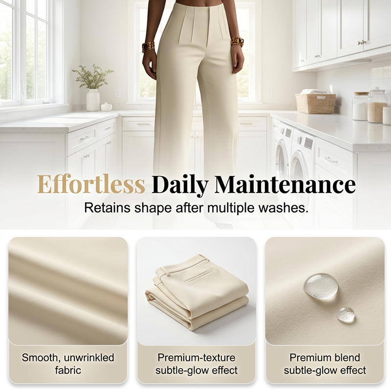 Pantalon de tailleur élégant à jambes larges plissé pour femme